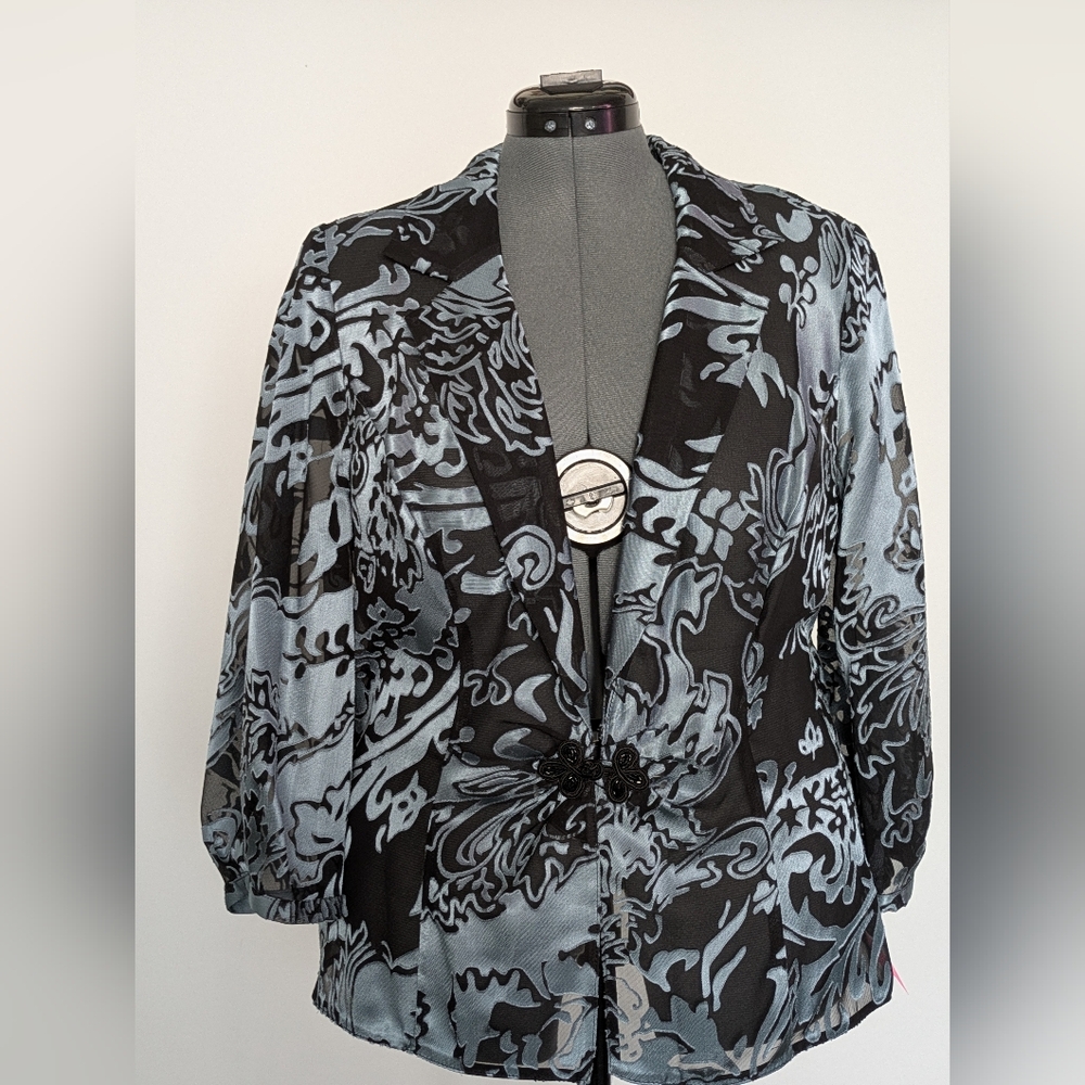 Alex Evenings Black and Blue Elegant Blazer